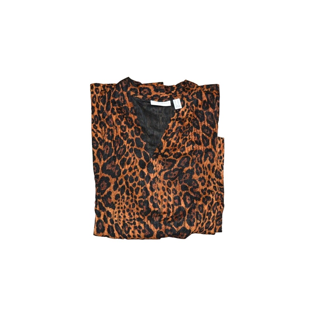 SUSAN GRAVER Printed Novelty Knit Cardigan Leopard Amber 2X